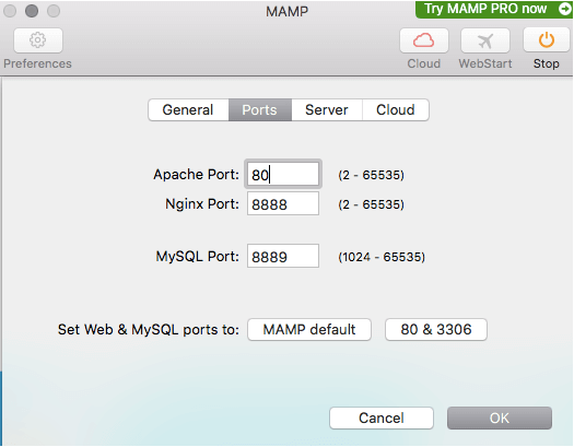 Configuración del puerto apache para acceder al sitio local