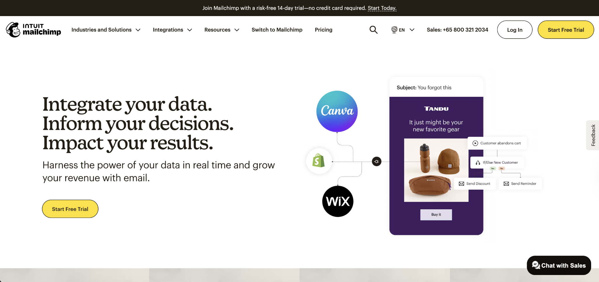MailChimp home page