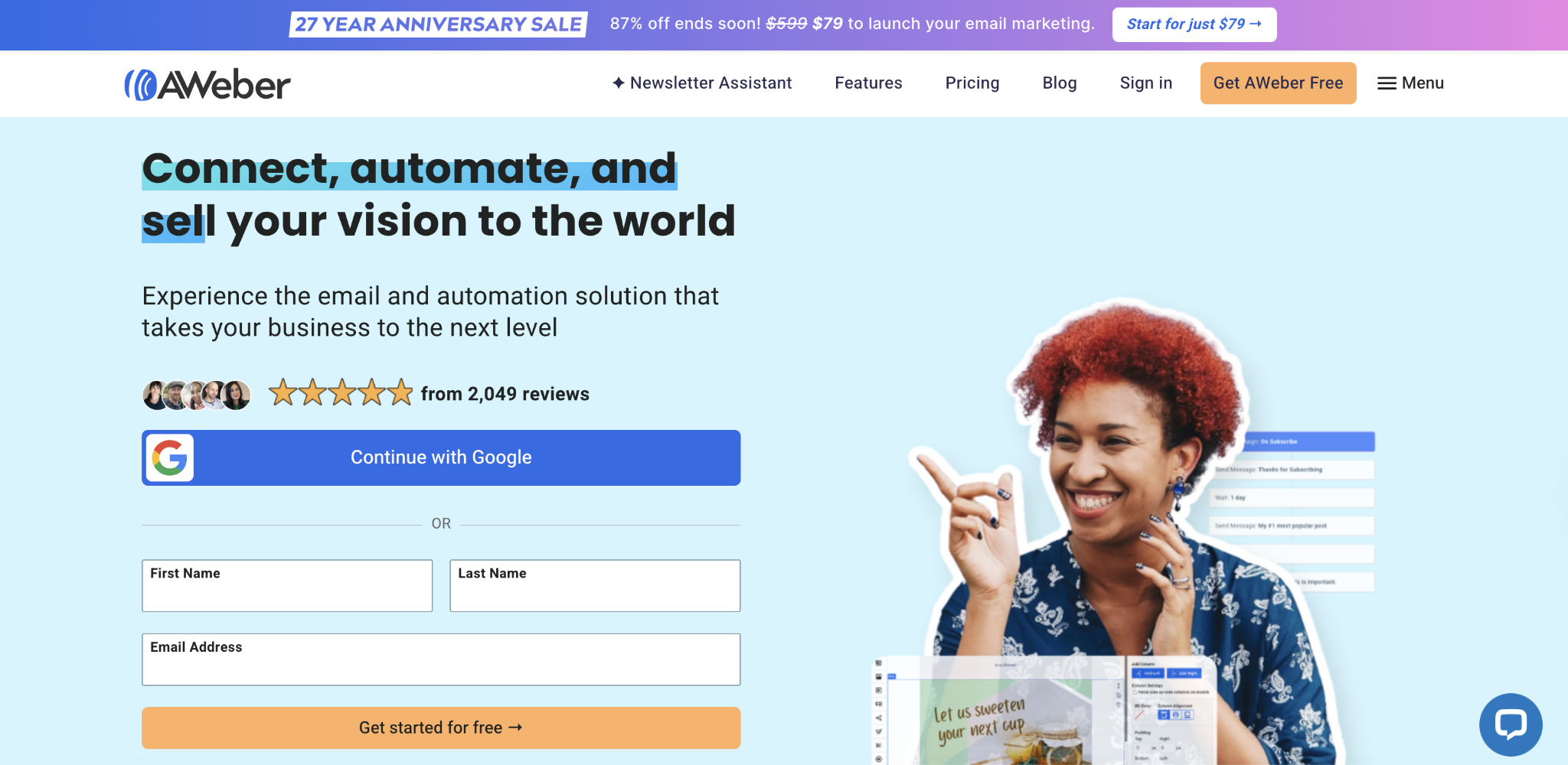 AWeber home page