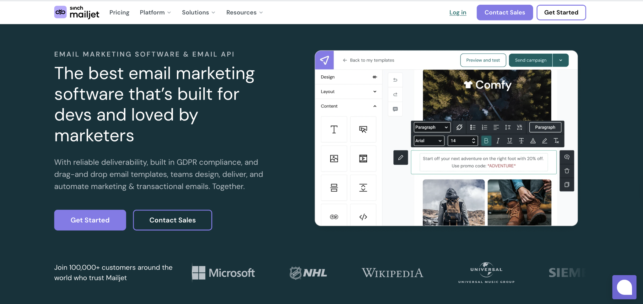 Mailjet home page